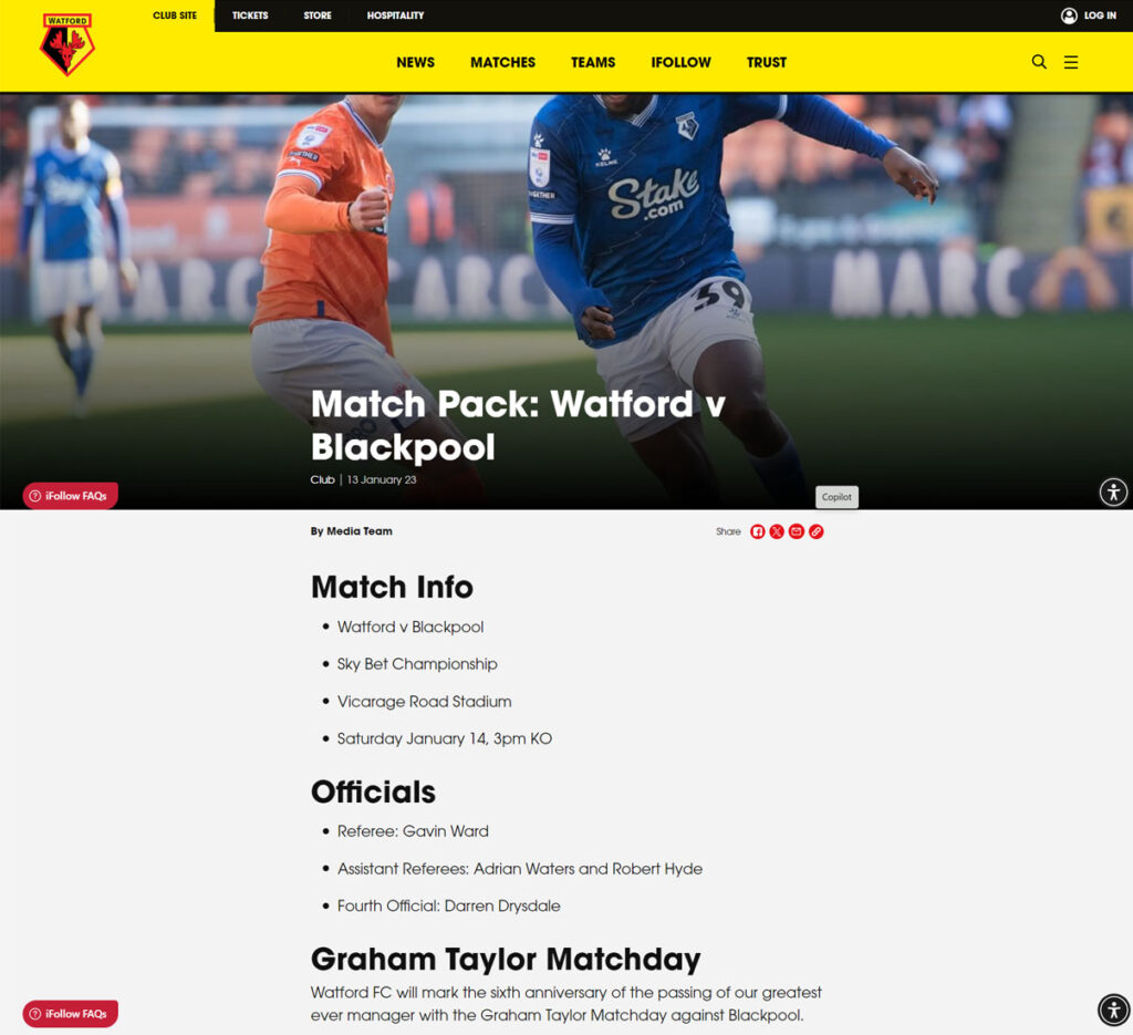 Match Pack- Watford v Blackpool