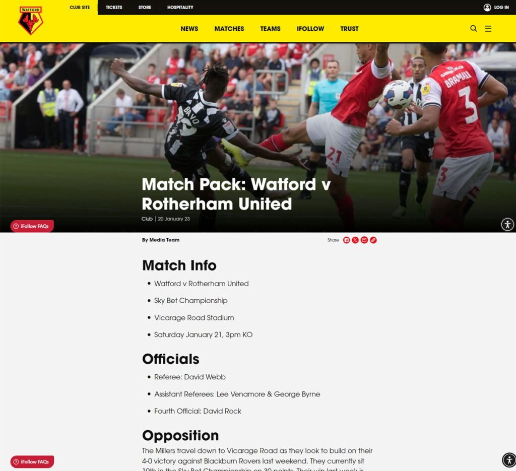 Match Pack - Watford v Rotherham United